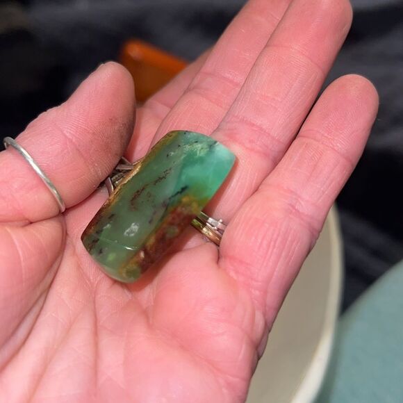 Natural Chrysoprase Sterling Silver Snake Chain Necklace - Picture 9 of 12